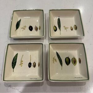 William Sonoma | four (4)  olive bowls trays serving botanical olive collection
